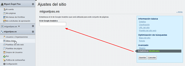 Insertar ID google analytics en liferay 6.1