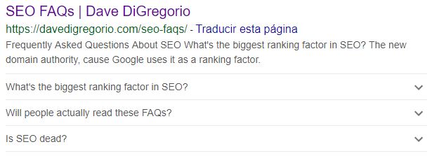 Pruebas SEO FAQs de Dave DiGregorio